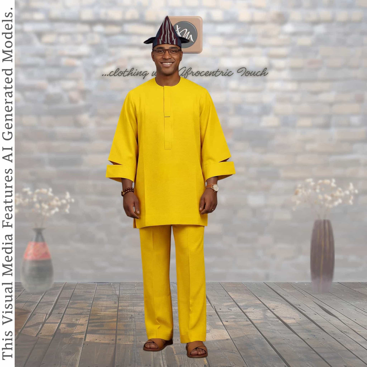 Yellow Senator Wear Two Piece Set, Handmade African Suit, Nigerian Wedding Attire