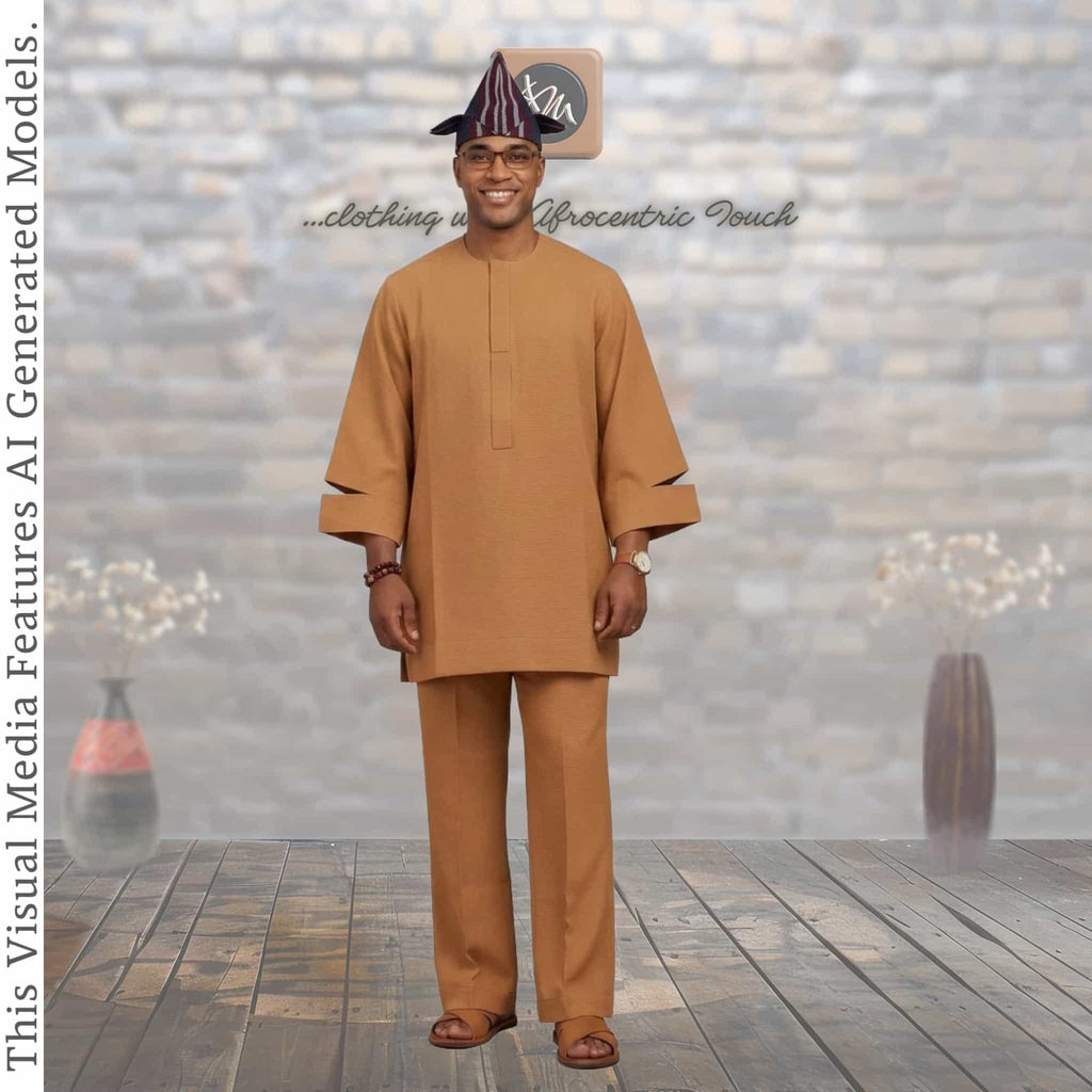 Yellow Senator Wear Two Piece Set, Handmade African Suit, Nigerian Wedding Attire
