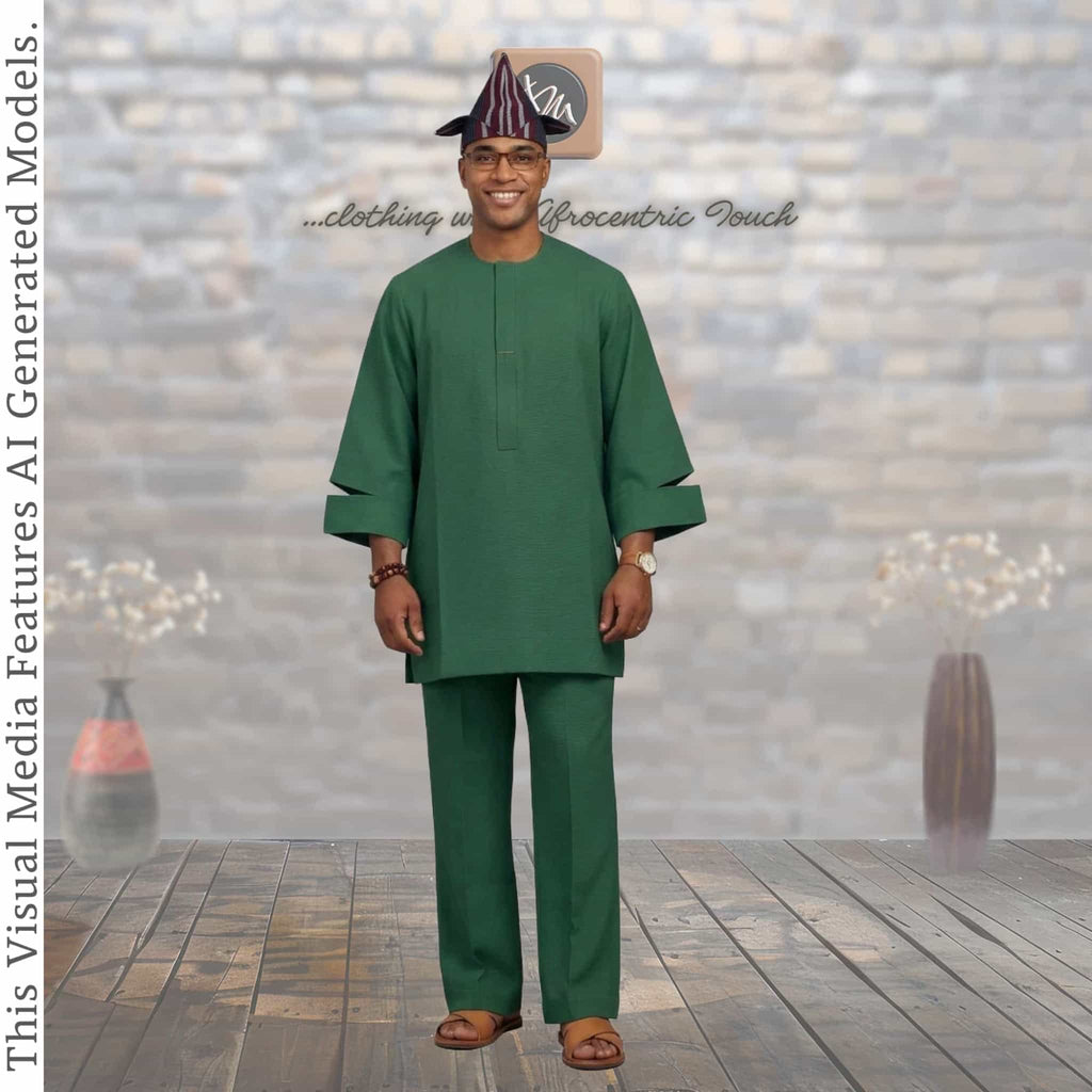Yellow Senator Wear Two Piece Set, Handmade African Suit, Nigerian Wedding Attire