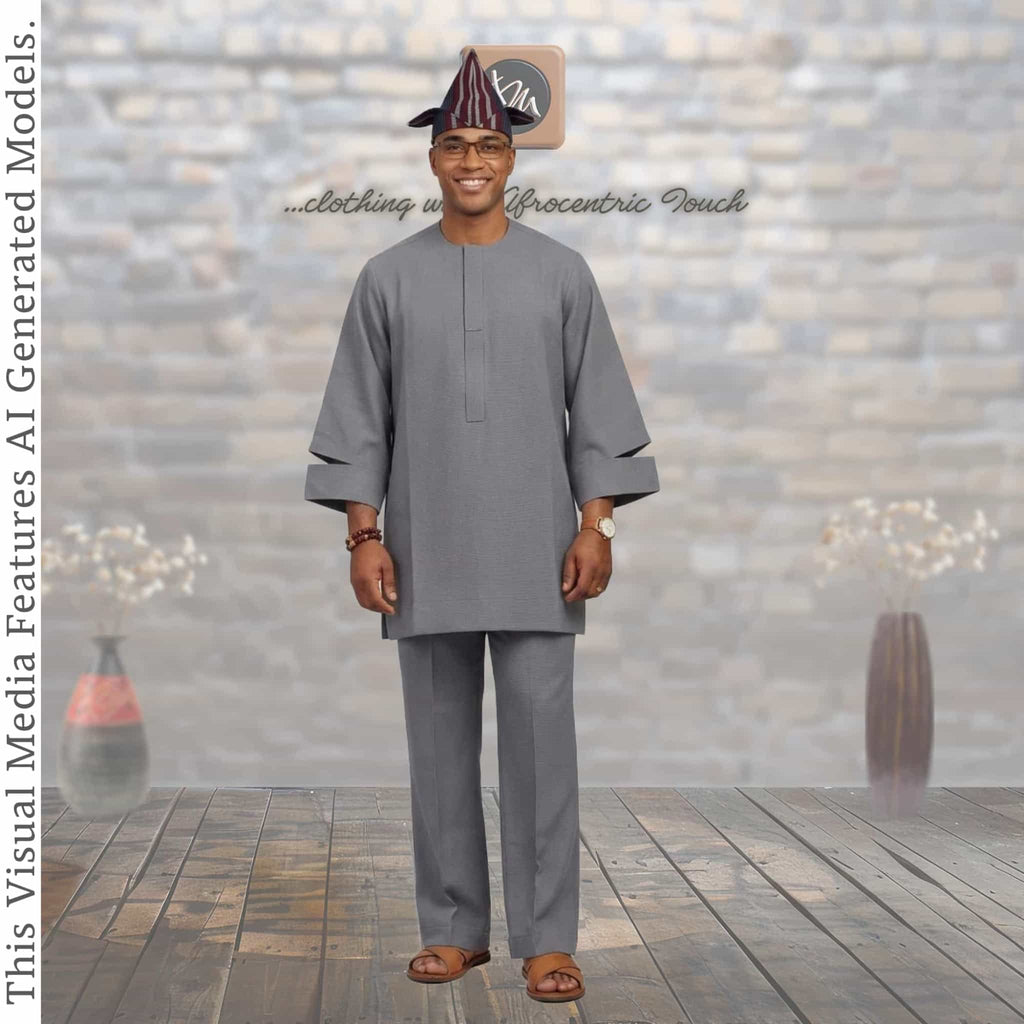 Yellow Senator Wear Two Piece Set, Handmade African Suit, Nigerian Wedding Attire