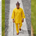 Yellow Senator Wear Two Piece Set, Handmade African Suit, Nigerian Wedding Attire