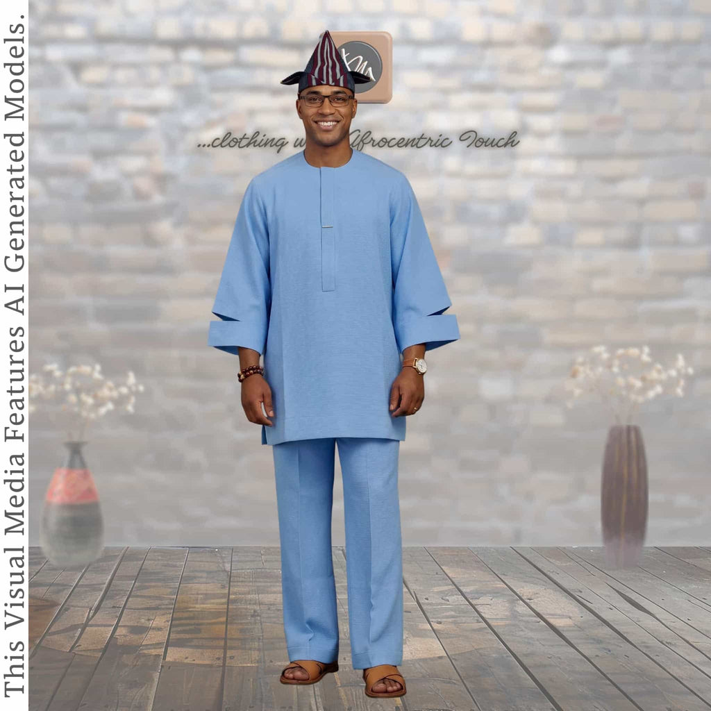 Yellow Senator Wear Two Piece Set, Handmade African Suit, Nigerian Wedding Attire