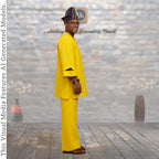 Yellow Senator Wear Two Piece Set, Handmade African Suit, Nigerian Wedding Attire