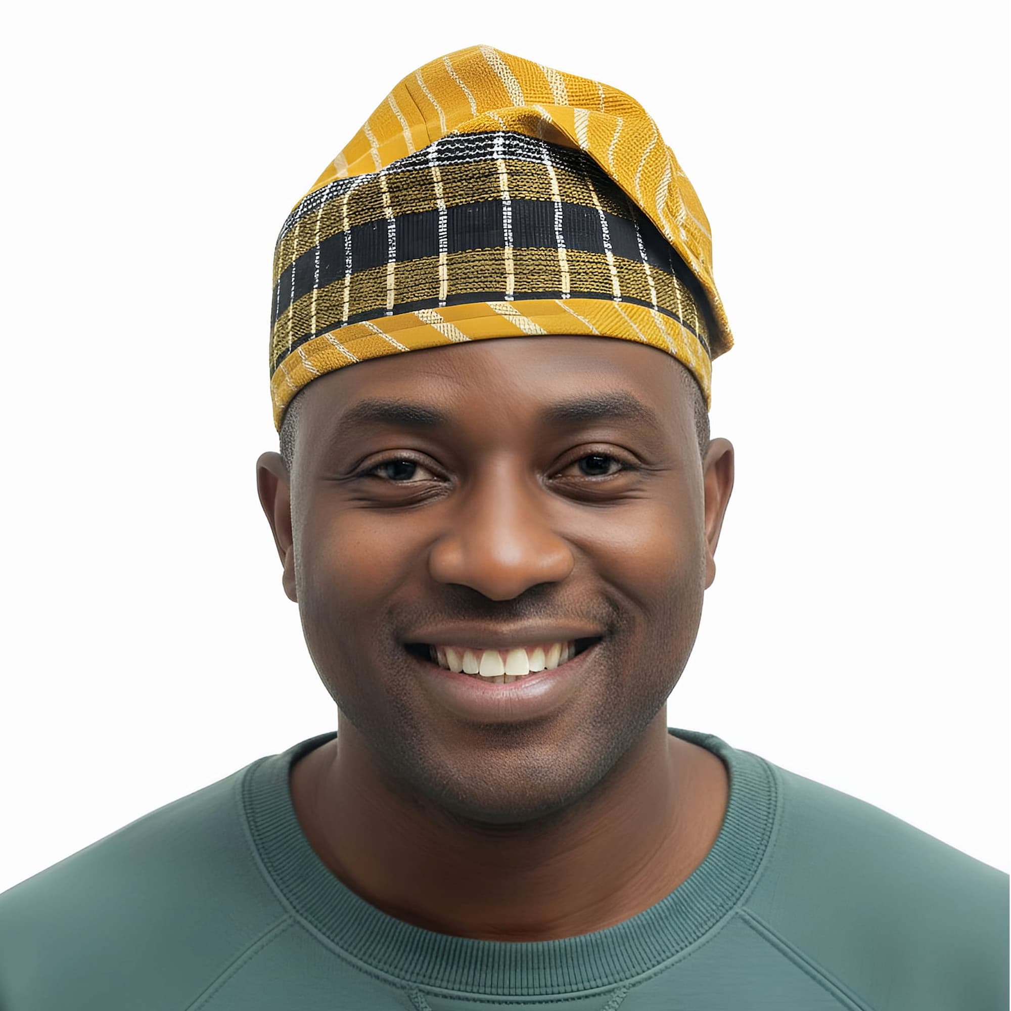 Yoruba Aso Oke Fila: African Men's Traditional Mixed match Gobi Cap