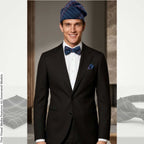 Blue Plaid Aso Oke Mens Set, Bow Tie, Gobi Hat, Pocket Square, Trado-corporate male