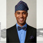 Blue Plaid Aso Oke Mens Set, Bow Tie, Gobi Hat, Pocket Square, Trado-corporate male