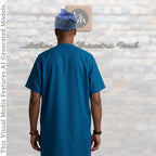 Navy Blue Silver Striped Aso Oke Fila, Yoruba Gobi Cap, Traditional African Men's Hat
