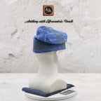 Navy Blue Silver Striped Aso Oke Fila, Yoruba Gobi Cap, Traditional African Men's Hat