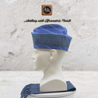 Navy Blue Silver Striped Aso Oke Fila, Yoruba Gobi Cap, Traditional African Men's Hat