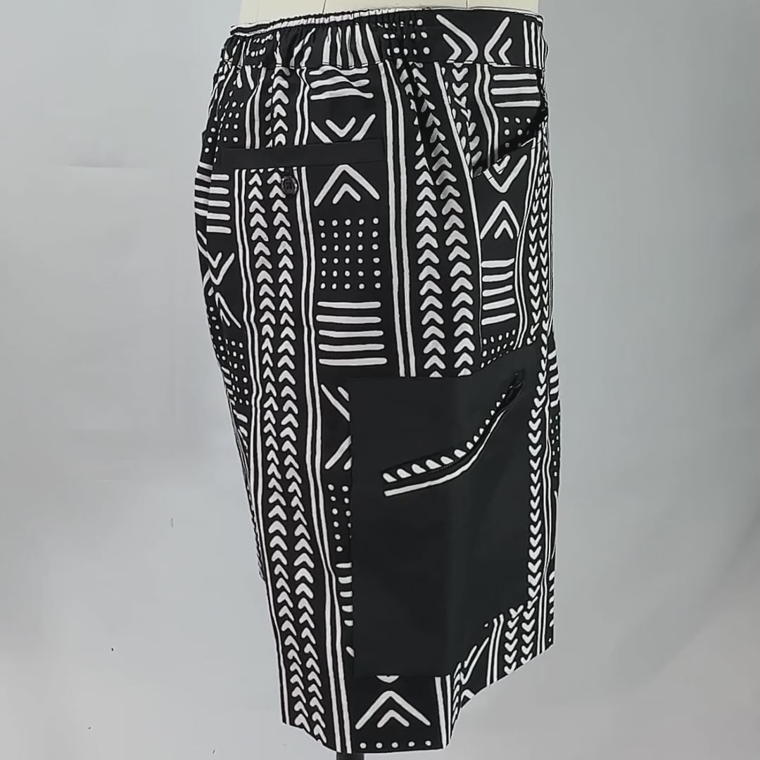 African Ankara Print Men's Shorts BLK