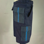 African Denim Patchwork Shorts DNBBK