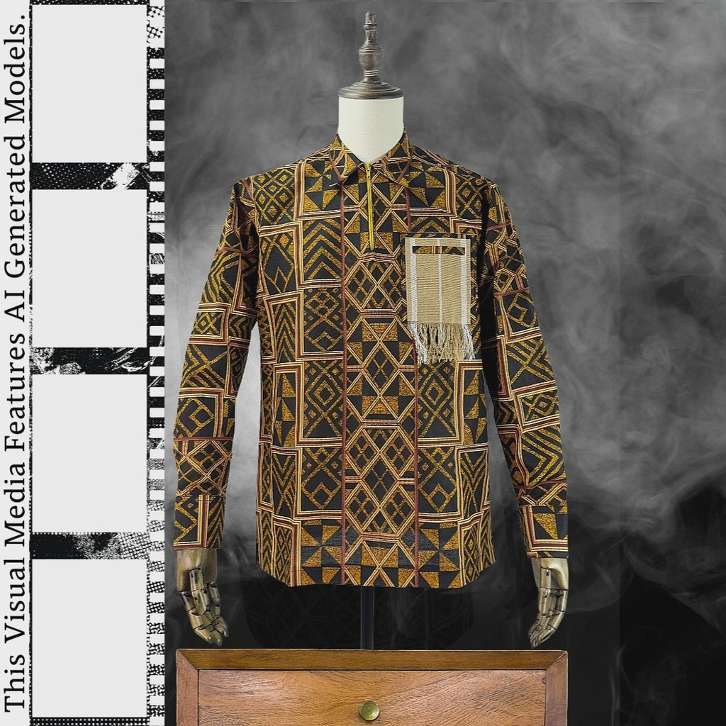 African Print Casual Long Sleeve Shirt