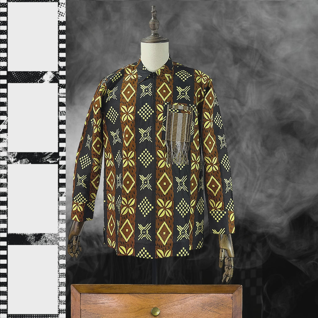 African Print Casual Long Sleeve Shirt