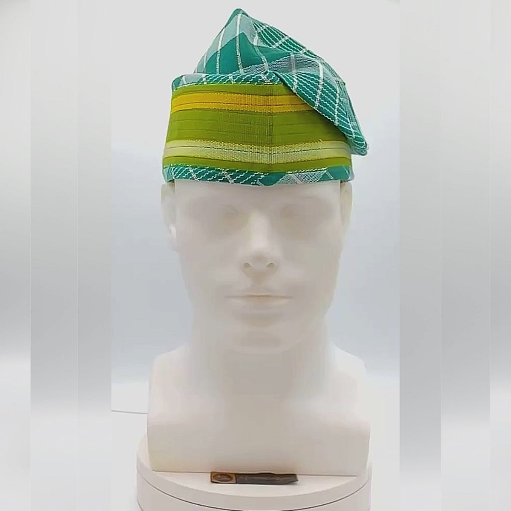 Green Yoruba Aso Oke Fila