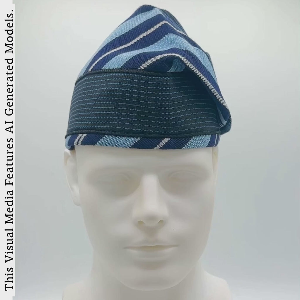 Yoruba Aso Oke Fila: African Men's Traditional Mixed match Gobi Cap